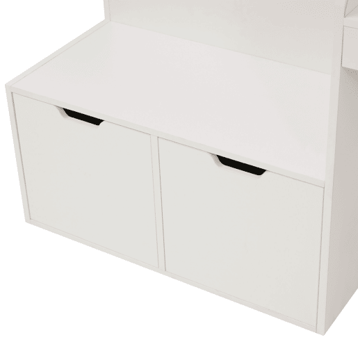 Cama de criança em madeira 90x200 cm - com secretária e gavetas - com estrado - Branco