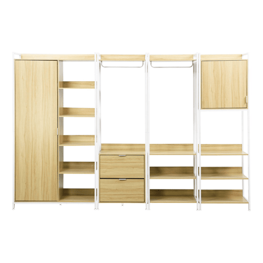 Kit de roupeiro modular com 4 elementos, Clever, Branco, 280x48x190 cm Kit de roupeiro modular com 4 elementos, Clever, Branco, 280x48x190 cm