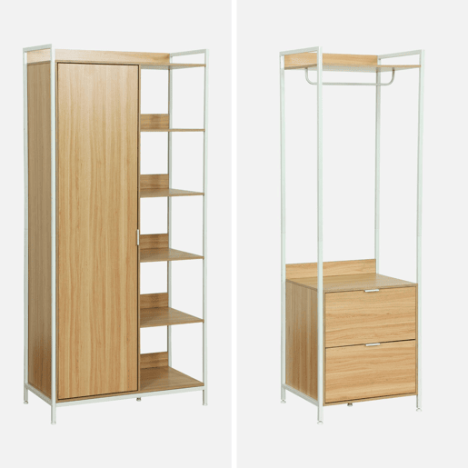 Kit de roupeiro modular com 4 elementos, Clever, Branco, 280x48x190 cm Kit de roupeiro modular com 4 elementos, Clever, Branco, 280x48x190 cm