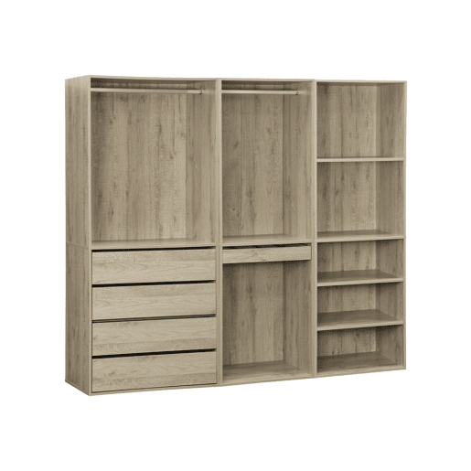 Kit de roupeiro modular com 3 elementos, Modulo, Natural, 200x45x180 cm Kit de roupeiro modular com 3 elementos, Modulo, Natural, 200x45x180 cm