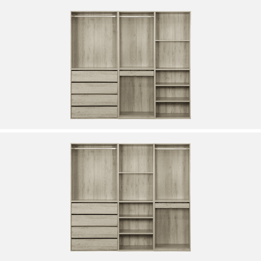 Kit de roupeiro modular com 3 elementos, Modulo, Natural, 200x45x180 cm Kit de roupeiro modular com 3 elementos, Modulo, Natural, 200x45x180 cm