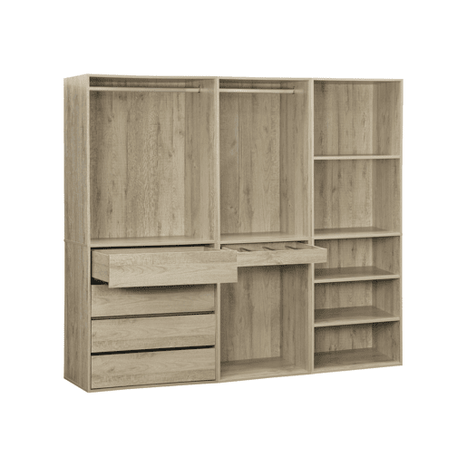 Kit de roupeiro modular com 3 elementos, Modulo, Natural, 200x45x180 cm Kit de roupeiro modular com 3 elementos, Modulo, Natural, 200x45x180 cm