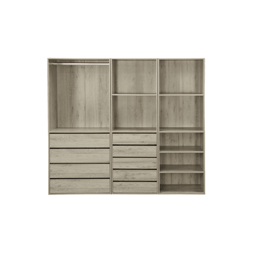 Kit de roupeiro modular com 3 elementos, Modulo, Natural, 200x45x180 cm