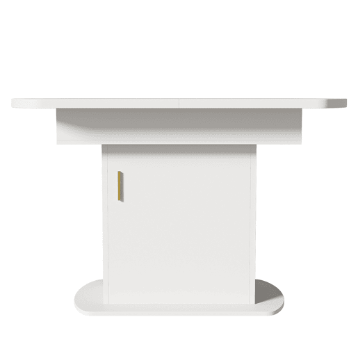 Mesa de jantar oval retrátil - com espaço de arrumação e pega dourada - Branca