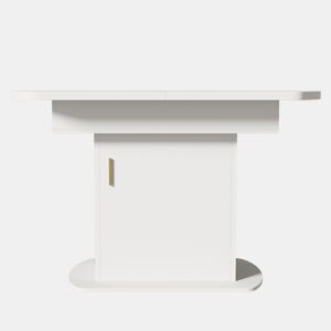 Mesa de jantar oval retrátil - com espaço de arrumação e pega dourada - Branca