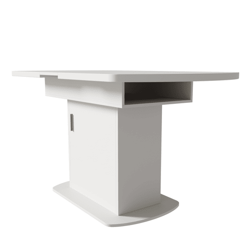 Mesa de jantar oval retrátil - com espaço de arrumação e pega dourada - Branca