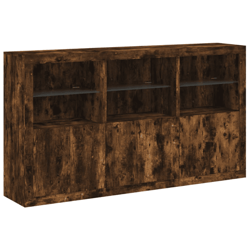 vidaXL Aparador com luzes LED 181,5x37x100 cm carvalho fumado