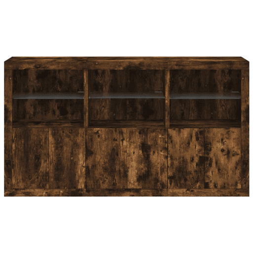 vidaXL Aparador com luzes LED 181,5x37x100 cm carvalho fumado