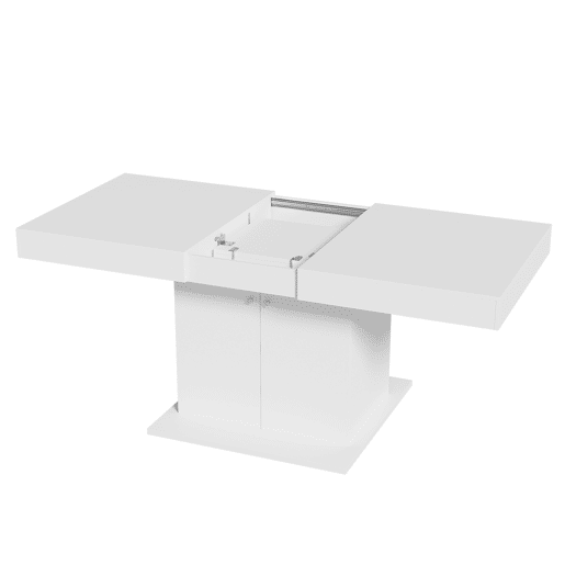 Mesa de jantar extensível - com arrumação por baixo - estilo moderno - Branco