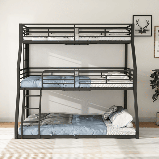 Beliche triplo - 2x90x200cm e 140x200cm - estrutura em ferro - Preto