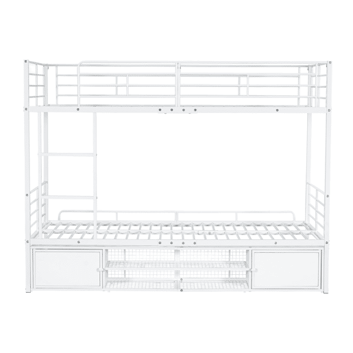 Beliche de ferro 90x200 cm - com sapateira e escada - Branco