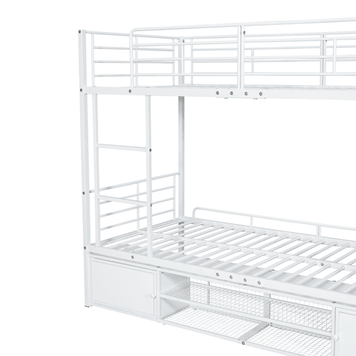 Beliche de ferro 90x200 cm - com sapateira e escada - Branco