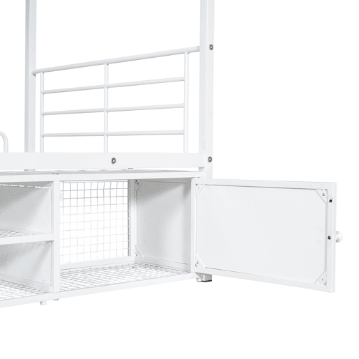 Beliche de ferro 90x200 cm - com sapateira e escada - Branco