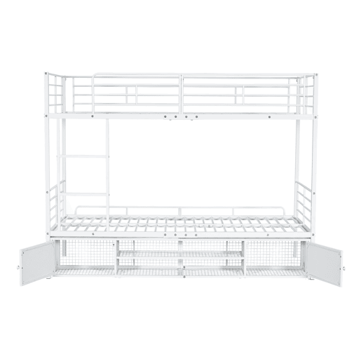 Beliche de ferro 90x200 cm - com sapateira e escada - Branco