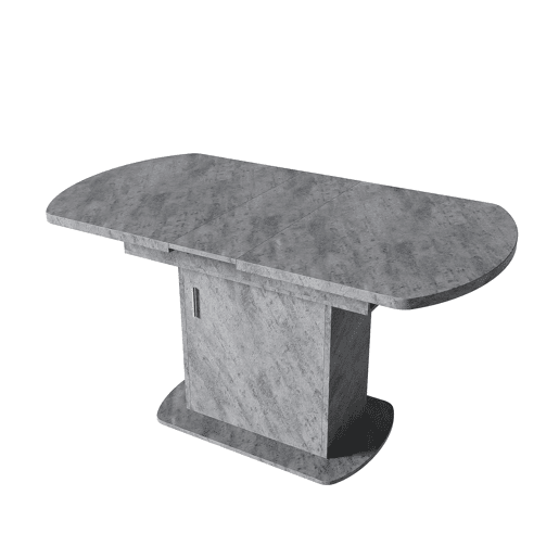 Mesa de jantar oval retrátil - com espaço de arrumação e pega prateada - Cinzento