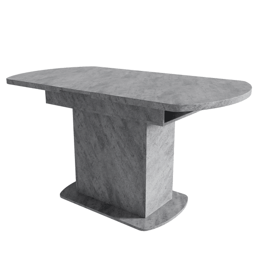 Mesa de jantar oval retrátil - com espaço de arrumação e pega prateada - Cinzento