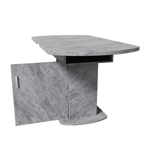 Mesa de jantar oval retrátil - com espaço de arrumação e pega prateada - Cinzento