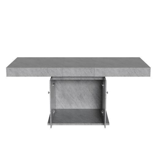 Mesa de jantar extensível - com arrumação por baixo - estilo moderno - Cinzento