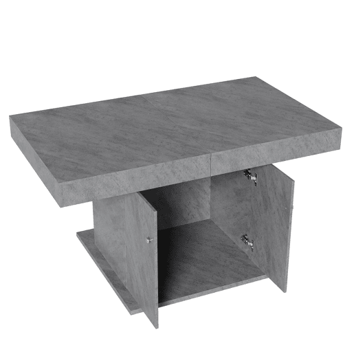 Mesa de jantar extensível - com arrumação por baixo - estilo moderno - Cinzento