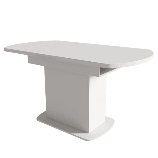 Mesa de jantar oval retrátil - com espaço de arrumação e pega prateada - Branco e prateado