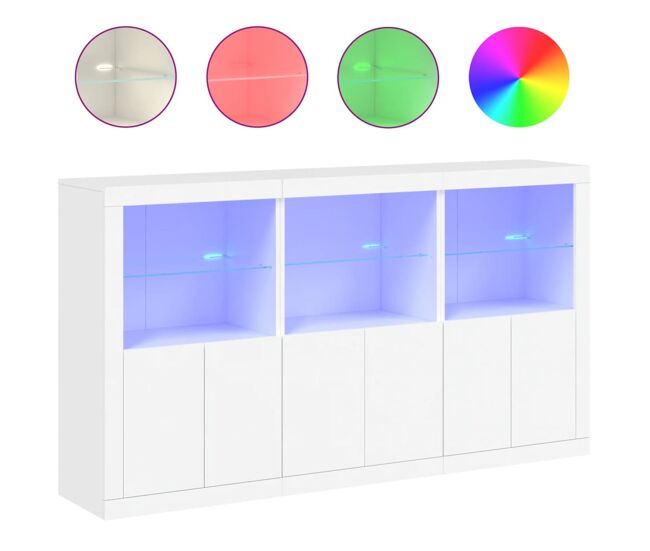 Vidaxl aparador con luces led blanco 181,5x37x100 cm