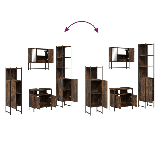 vidaXL 4pcs conjunto de móveis WC derivados de madeira carvalho fumado
