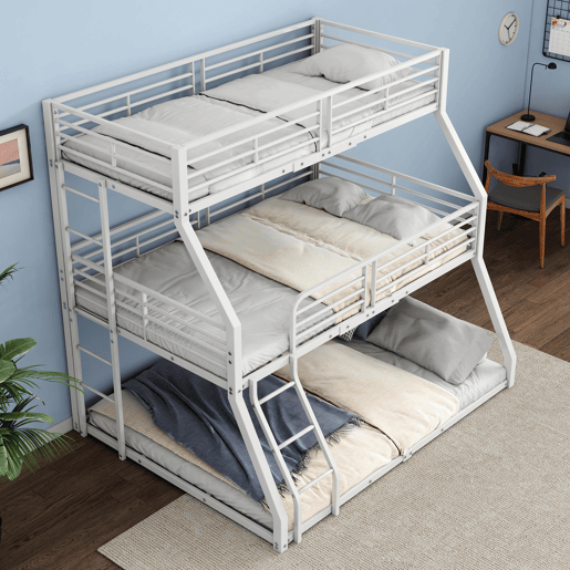 Beliche triplo - 2x90x200cm e 140x200cm - estrutura em ferro - Branco
