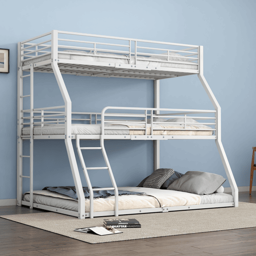 Beliche triplo - 2x90x200cm e 140x200cm - estrutura em ferro - Branco