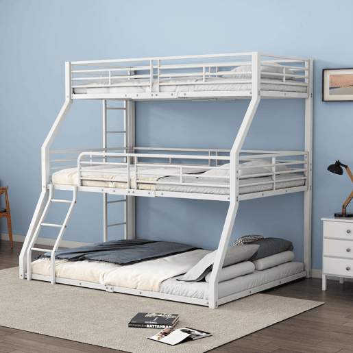 Beliche triplo - 2x90x200cm e 140x200cm - estrutura em ferro - Branco