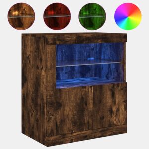 vidaXL Aparador com luzes LED 60,5x37x67 cm carvalho fumado