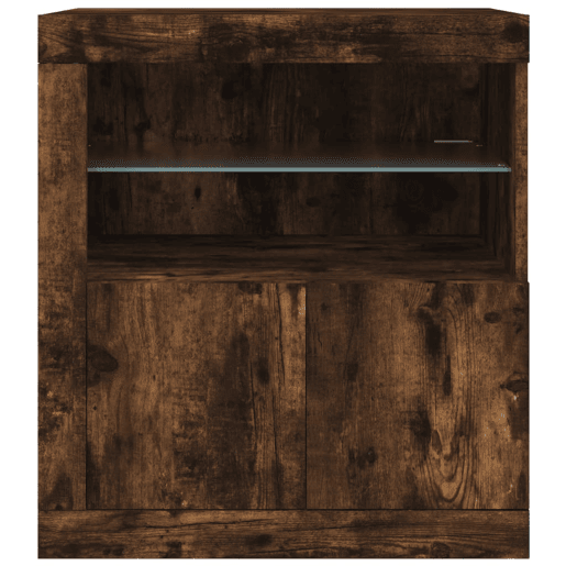 vidaXL Aparador com luzes LED 60,5x37x67 cm carvalho fumado vidaXL Aparador com luzes LED 60,5x37x67 cm carvalho fumado