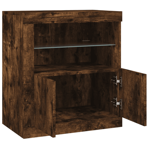 vidaXL Aparador com luzes LED 60,5x37x67 cm carvalho fumado vidaXL Aparador com luzes LED 60,5x37x67 cm carvalho fumado