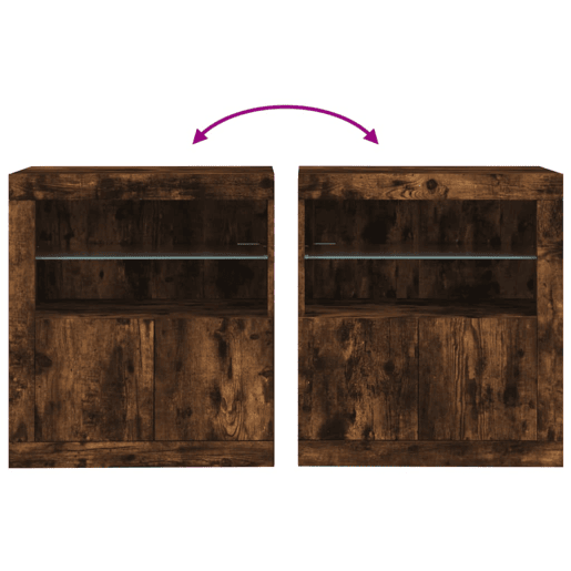 vidaXL Aparador com luzes LED 60,5x37x67 cm carvalho fumado vidaXL Aparador com luzes LED 60,5x37x67 cm carvalho fumado