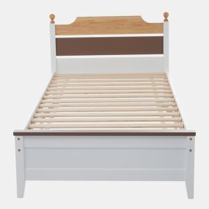 Cama individual com estrutura em madeira 90x200cm - Castanho