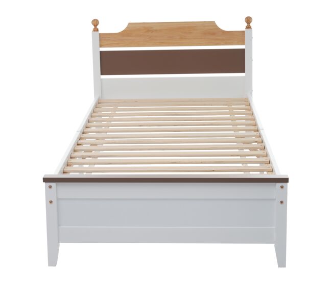 Cama individual estructura de madera 90x200cm - marrón