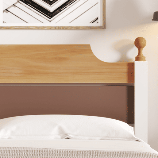 Cama individual com estrutura em madeira 90x200cm - Castanho