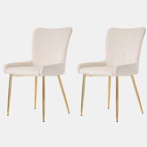 Conjunto de 2 cadeiras de veludo - com pés de metal dourado - Bege