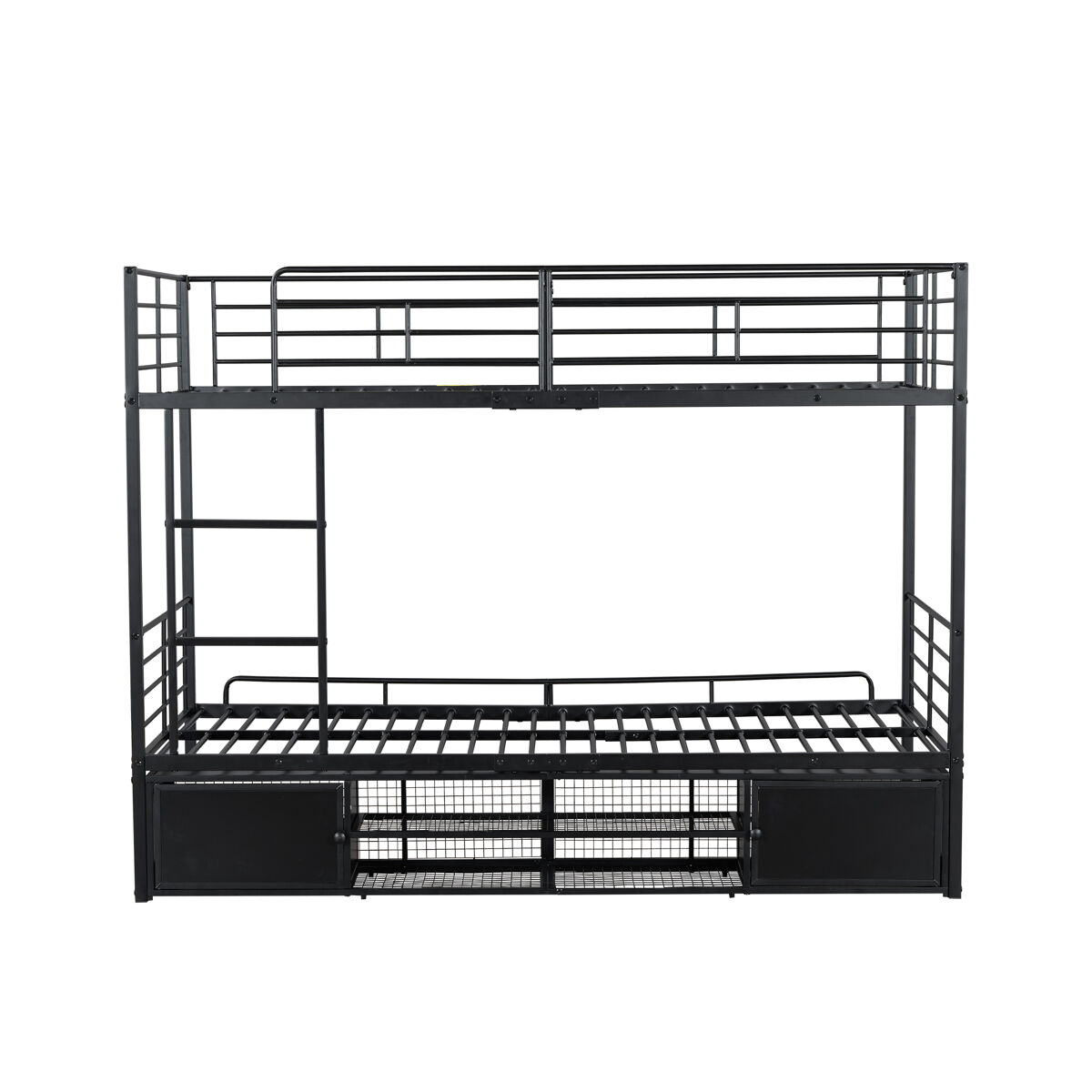 Litera de hierro 90x200cm - con zapatero y escalera - negro