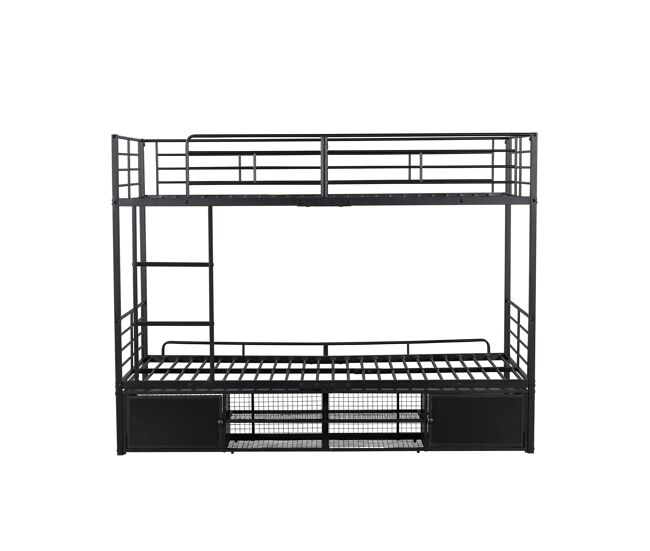 Litera de hierro 90x200cm - con zapatero y escalera - negro