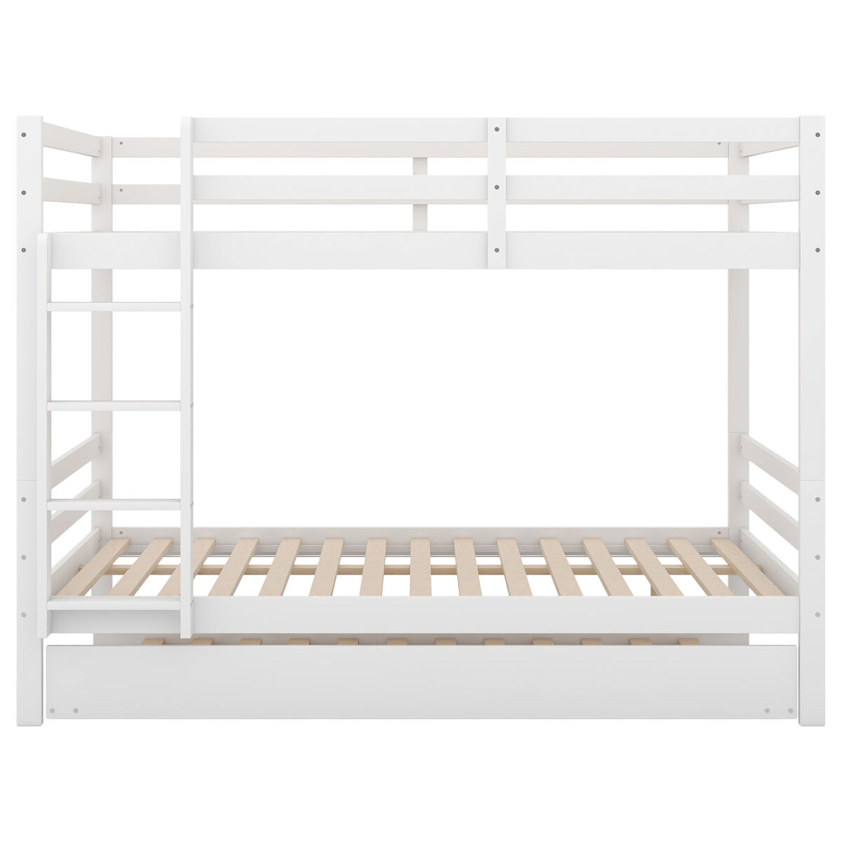 Litera 2x140x200cm con cama nido 90x190cm - con barandilla y escalera - blanco