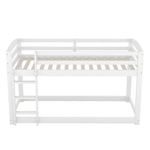 Beliche em pinho com barreiras anti-queda + escada - 90x200cm - Branco