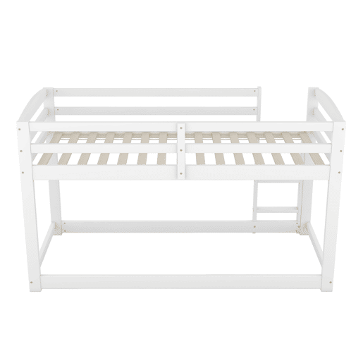 Beliche em pinho com barreiras anti-queda + escada - 90x200cm - Branco
