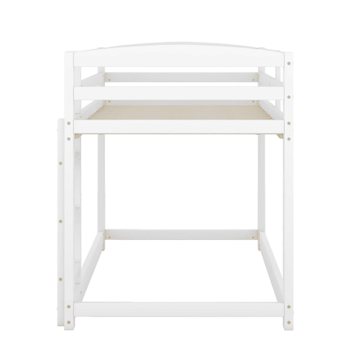 Beliche em pinho com barreiras anti-queda + escada - 90x200cm - Branco