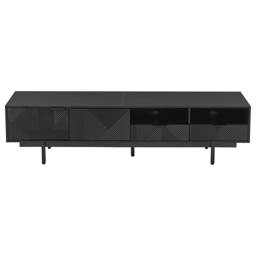 Armário TV 200 cm - com 3 compartimentos e 2 gavetas - Capacidade máxima TV 90u201D - Preto