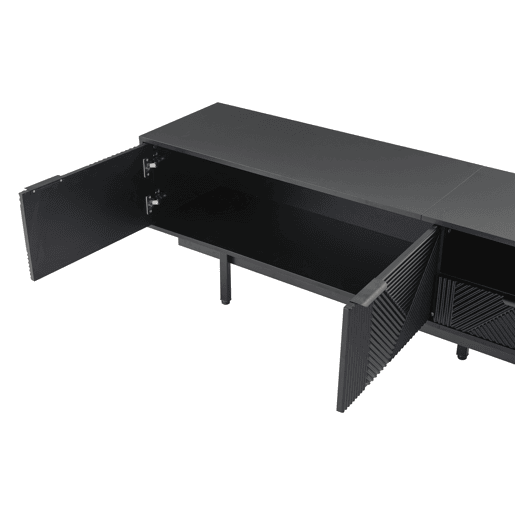Armário TV 200 cm - com 3 compartimentos e 2 gavetas - Capacidade máxima TV 90u201D - Preto