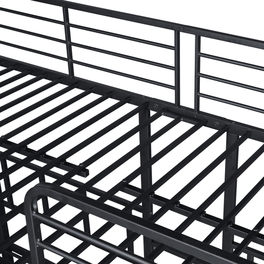 Beliche triplo 3x90x200cm com escada e tabuleiro - estrutura metálica - Preto