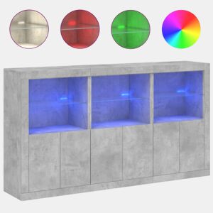 vidaXL Aparador com luzes LED 181,5x37x100 cm cinzento cimento