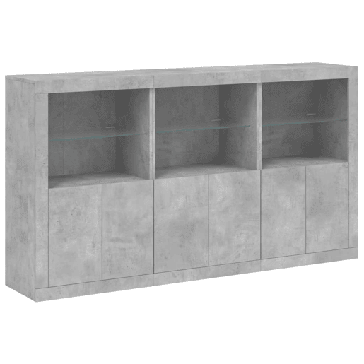 vidaXL Aparador com luzes LED 181,5x37x100 cm cinzento cimento