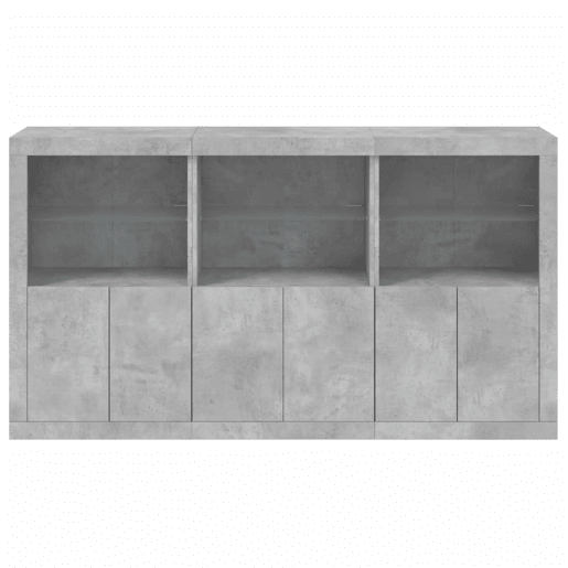 vidaXL Aparador com luzes LED 181,5x37x100 cm cinzento cimento
