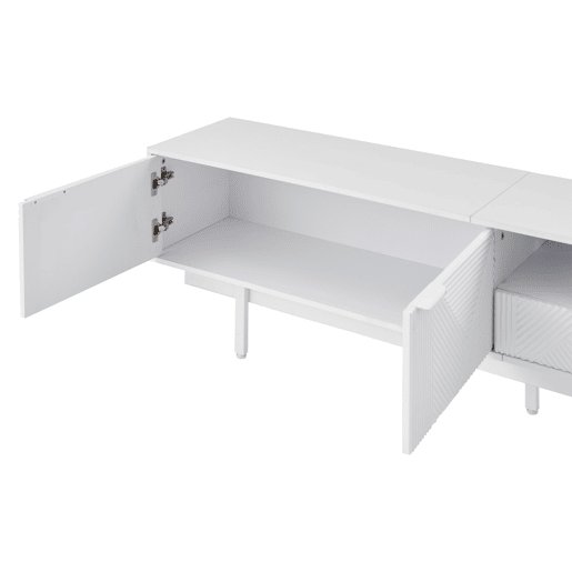 Armário TV 200 cm - com 3 compartimentos e 2 gavetas - TV 90u201D capacidade máxima - Branco